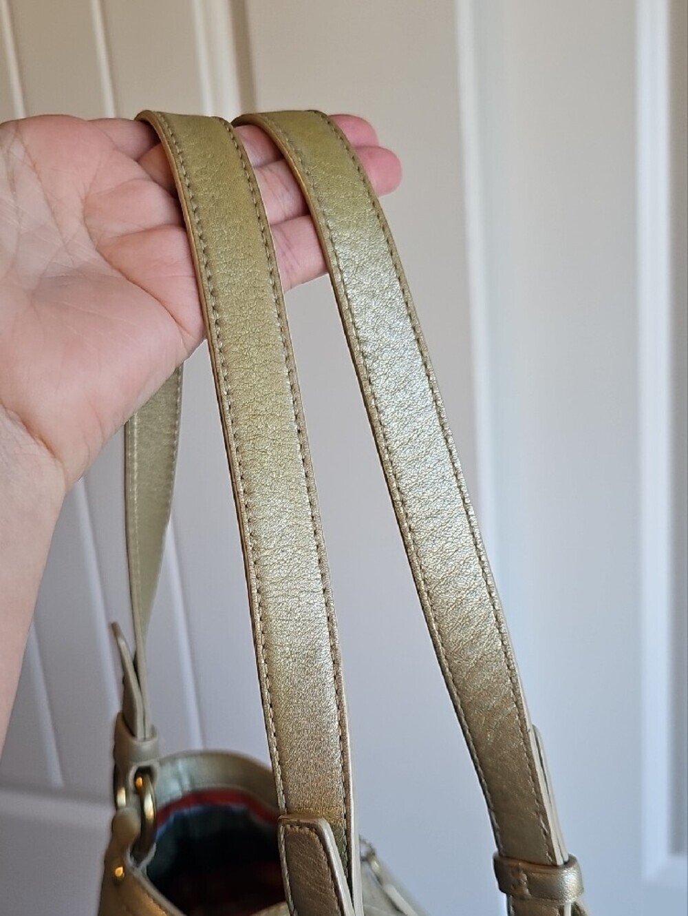Coach Archival Legacy Lily Turnlock Tote Metallic Brass Gold Leather F13757 - Picture 9 of 12